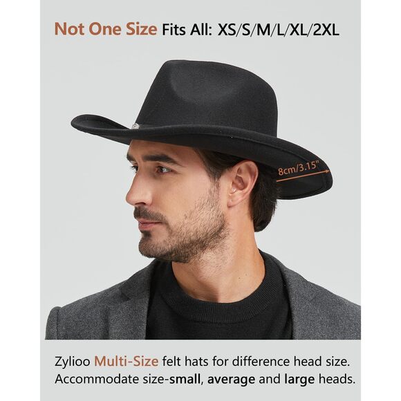 8361 Oversize Xxl Felt Cowboy Hats,large Western Country Hats, Unisex Wide main image 4